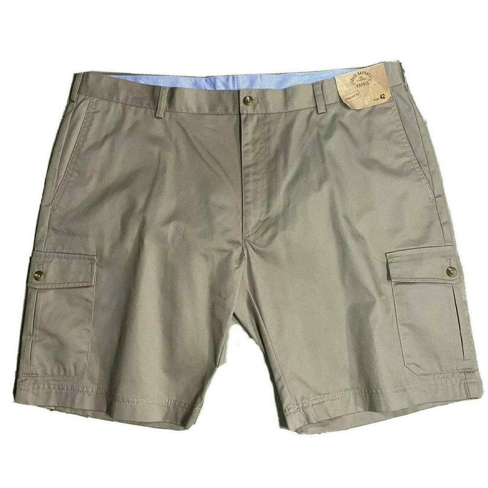 Men's Louis Raphael Khaki Straight Fit Cargo Shorts Waist 42 NWT Cotton rich tw